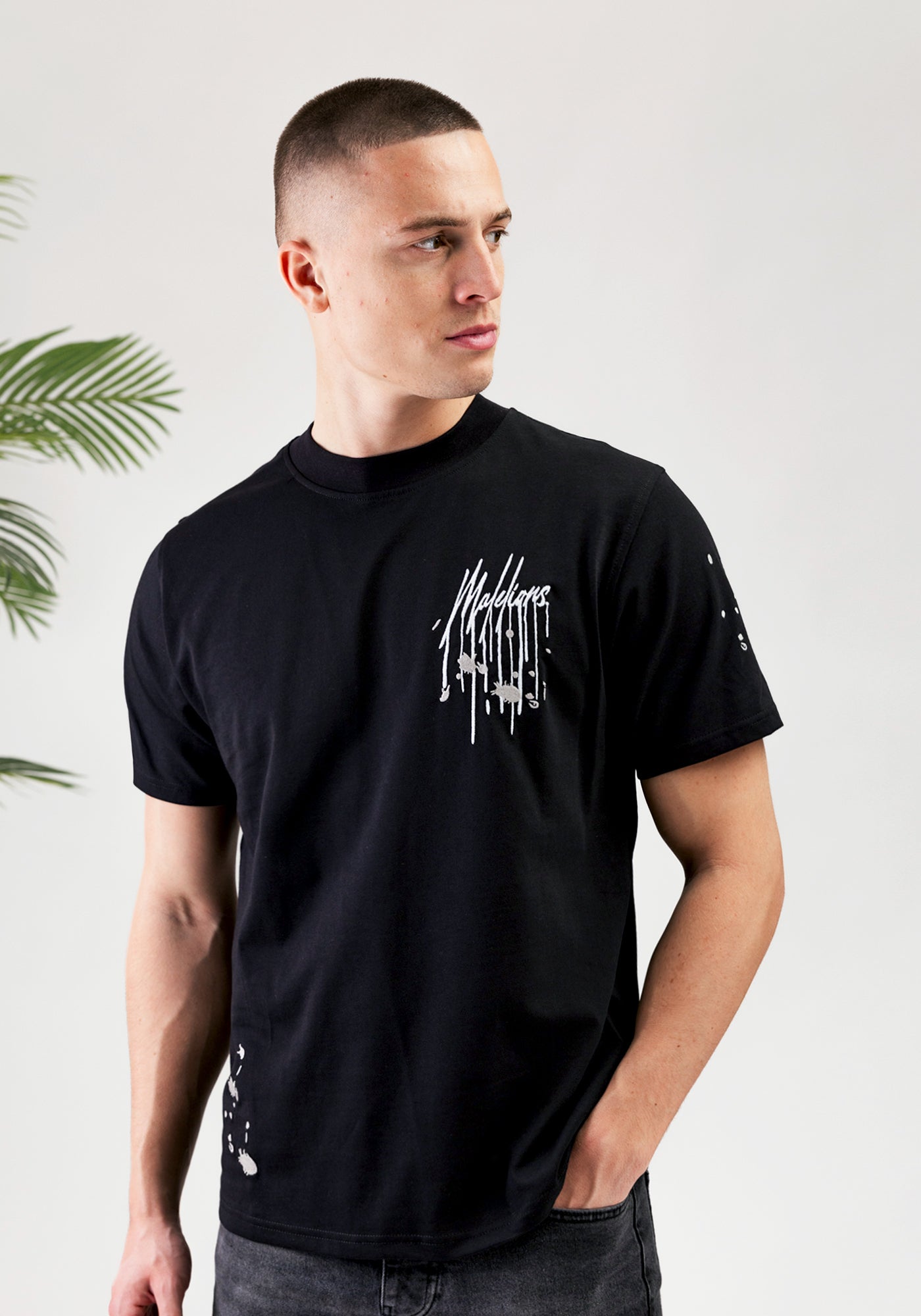 Cotton District MALELIONS PAINTER T-SHIRT  BLACK