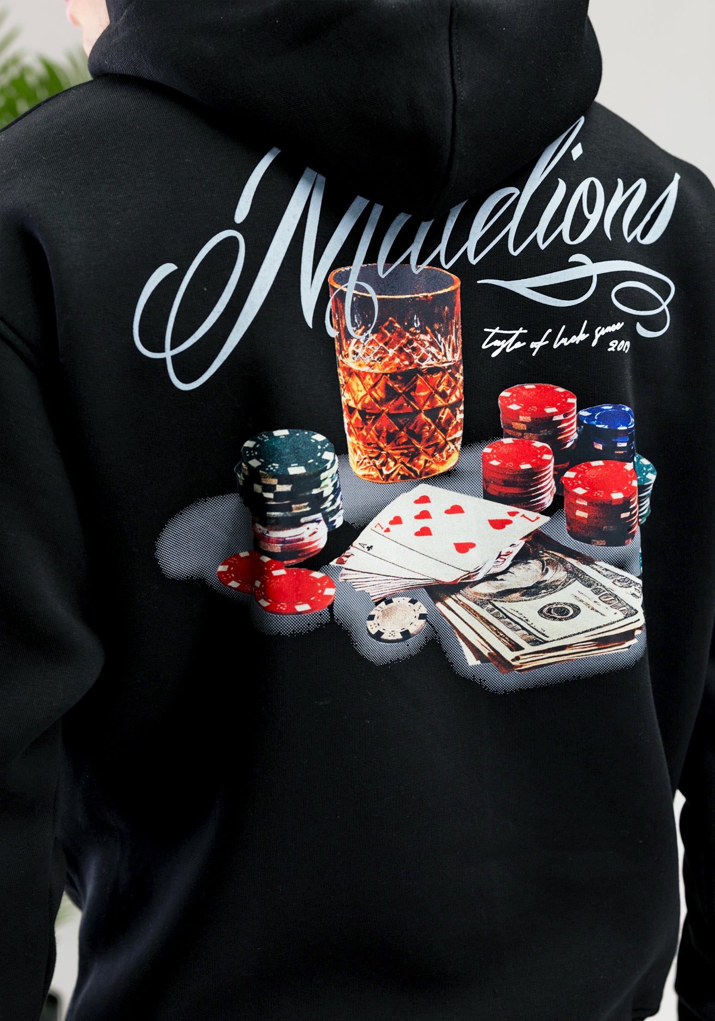 Cotton District MALELIONS PLAYING CARDS HOODIE  BLACK