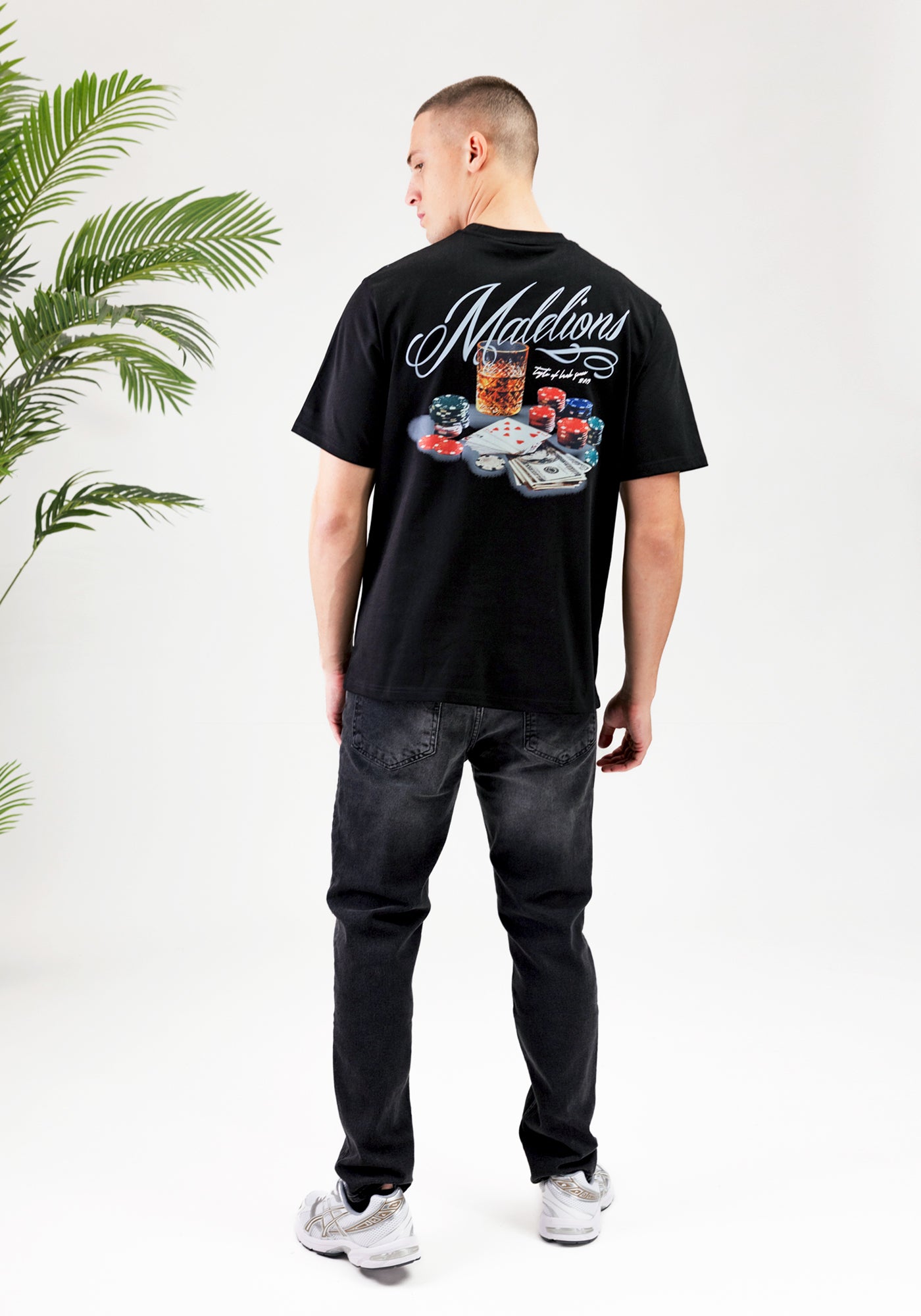 Cotton District MALELIONS PLAYING CARD T-SHIRT  BLACK