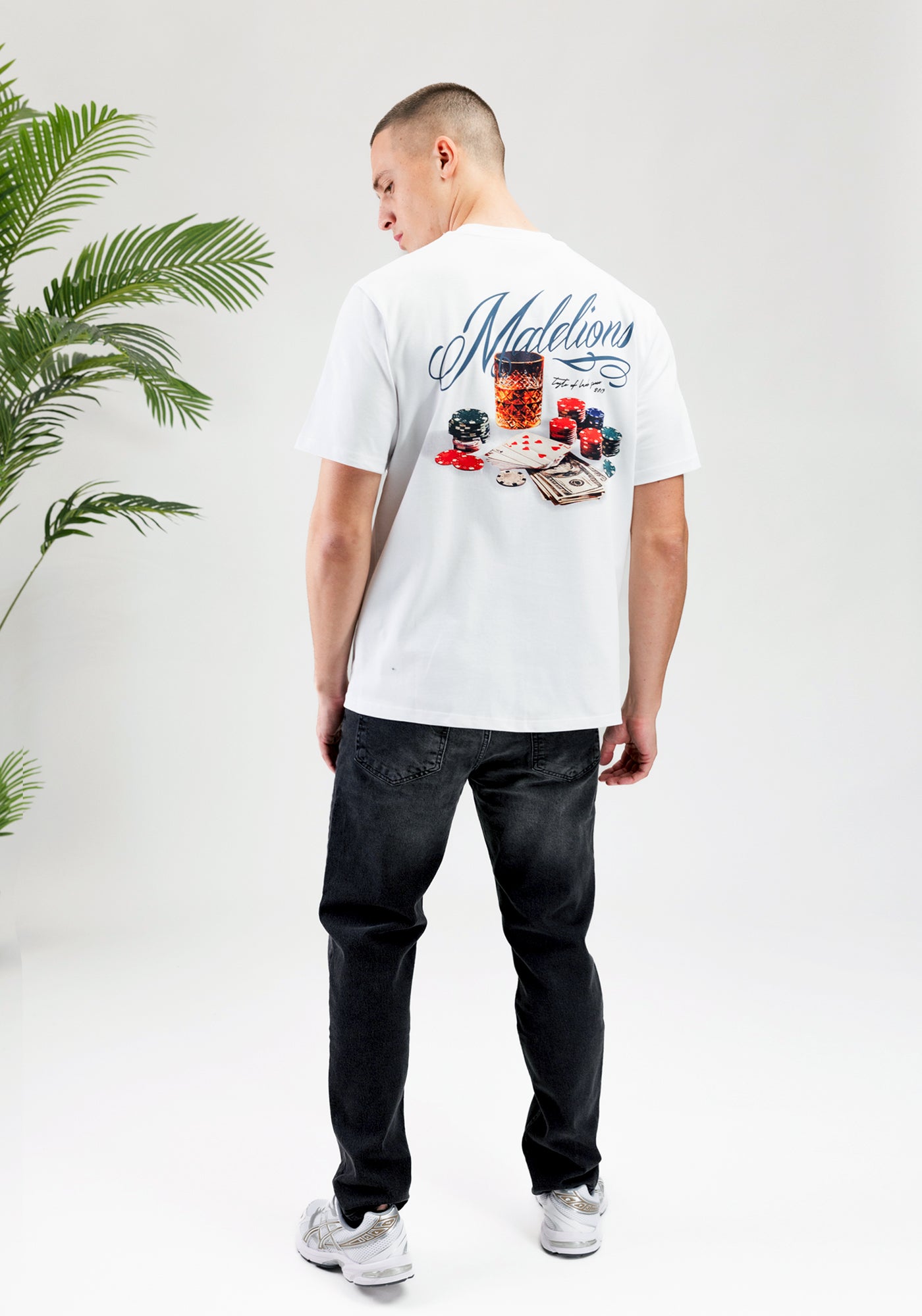 Cotton District MALELIONS PLAYING CARD T-SHIRT  WHITE