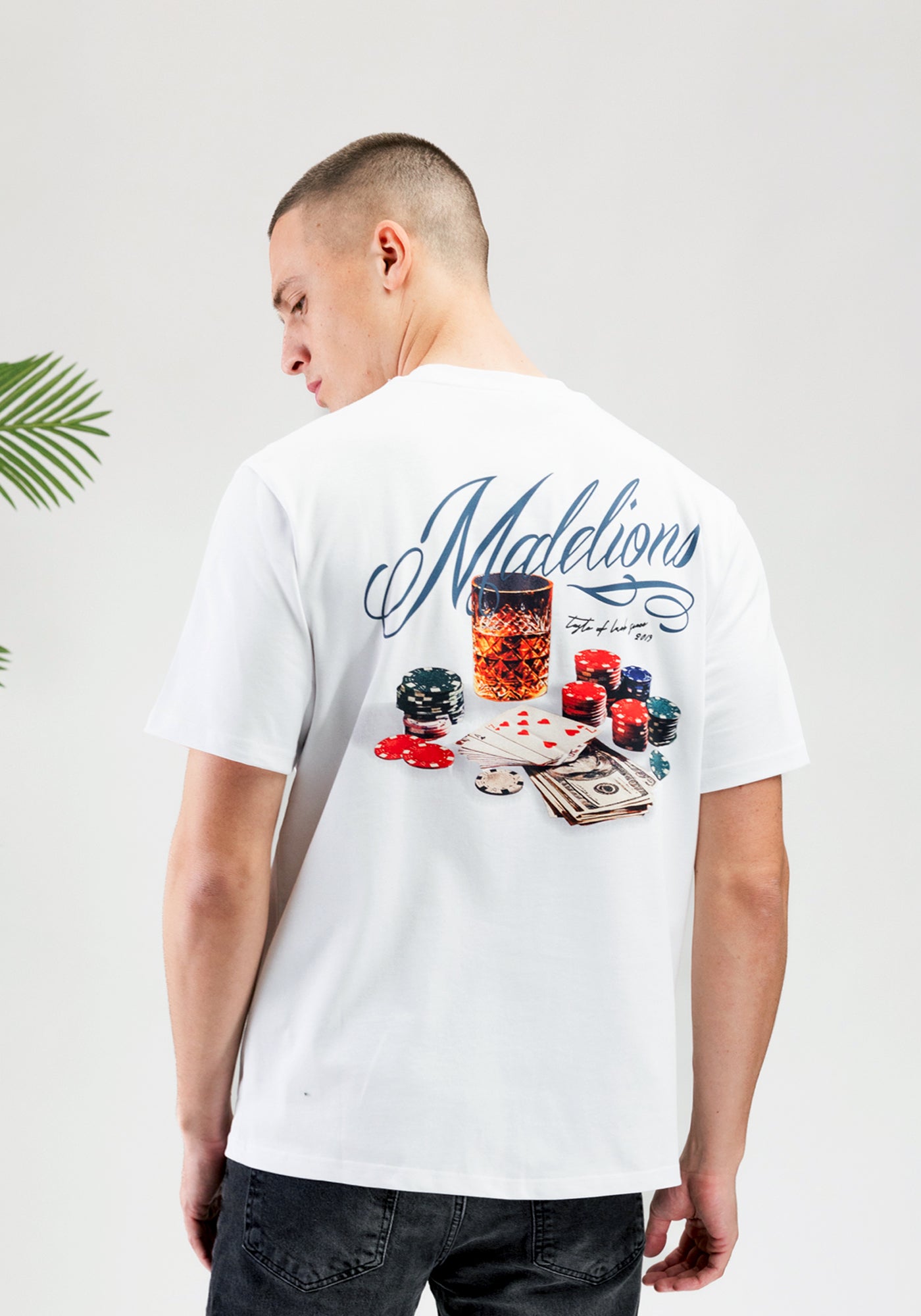 Cotton District MALELIONS PLAYING CARD T-SHIRT  WHITE