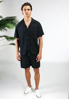 Cotton District MALELIONS SEERSUCKER SET  BLACK