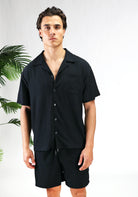 Cotton District MALELIONS SEERSUCKER SET  BLACK