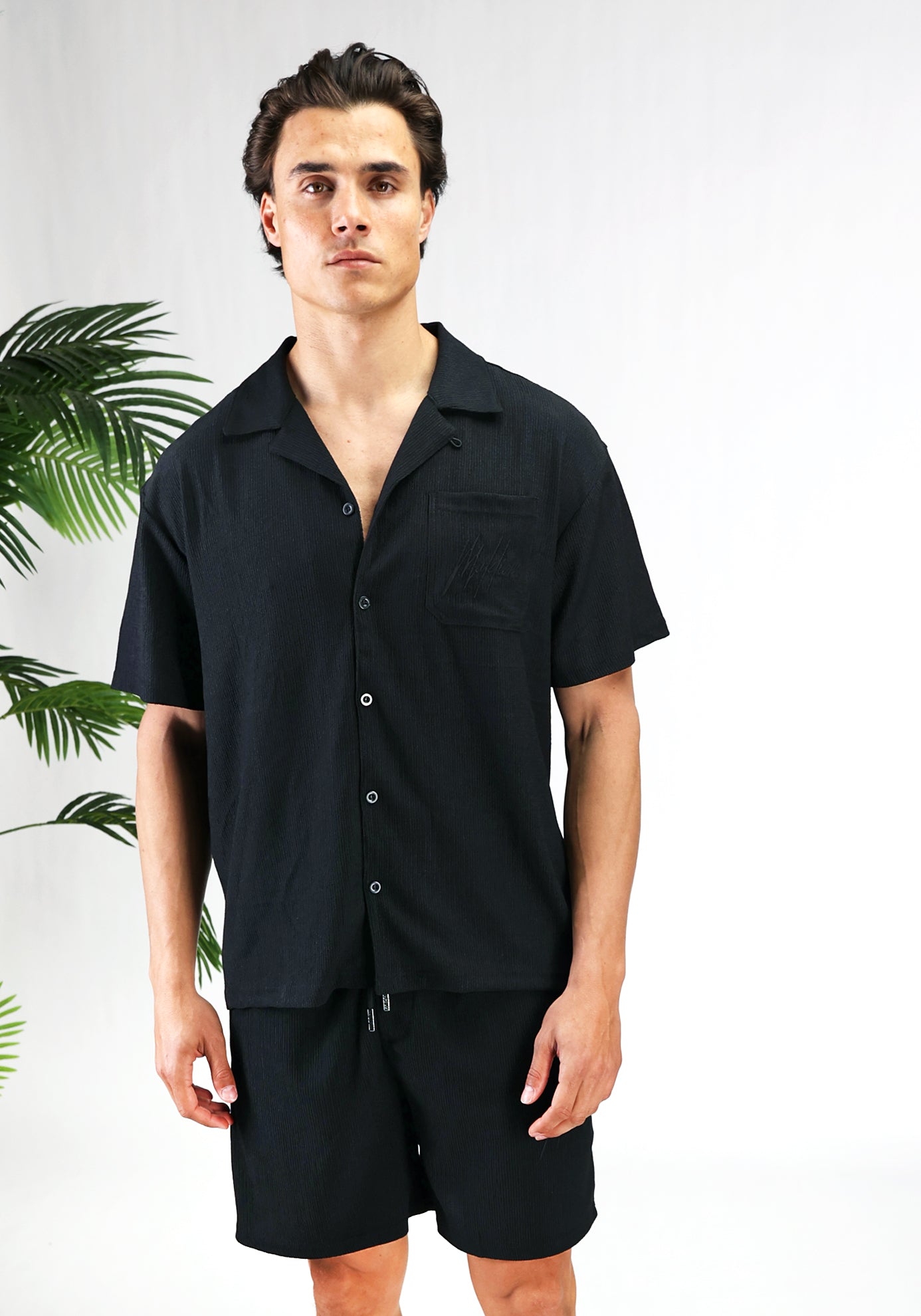 Cotton District MALELIONS SEERSUCKER SET  BLACK