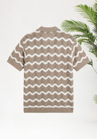 Cotton District Malelions Men Wavey Crochet Knitted Shirt T-Shirts TAUPE
