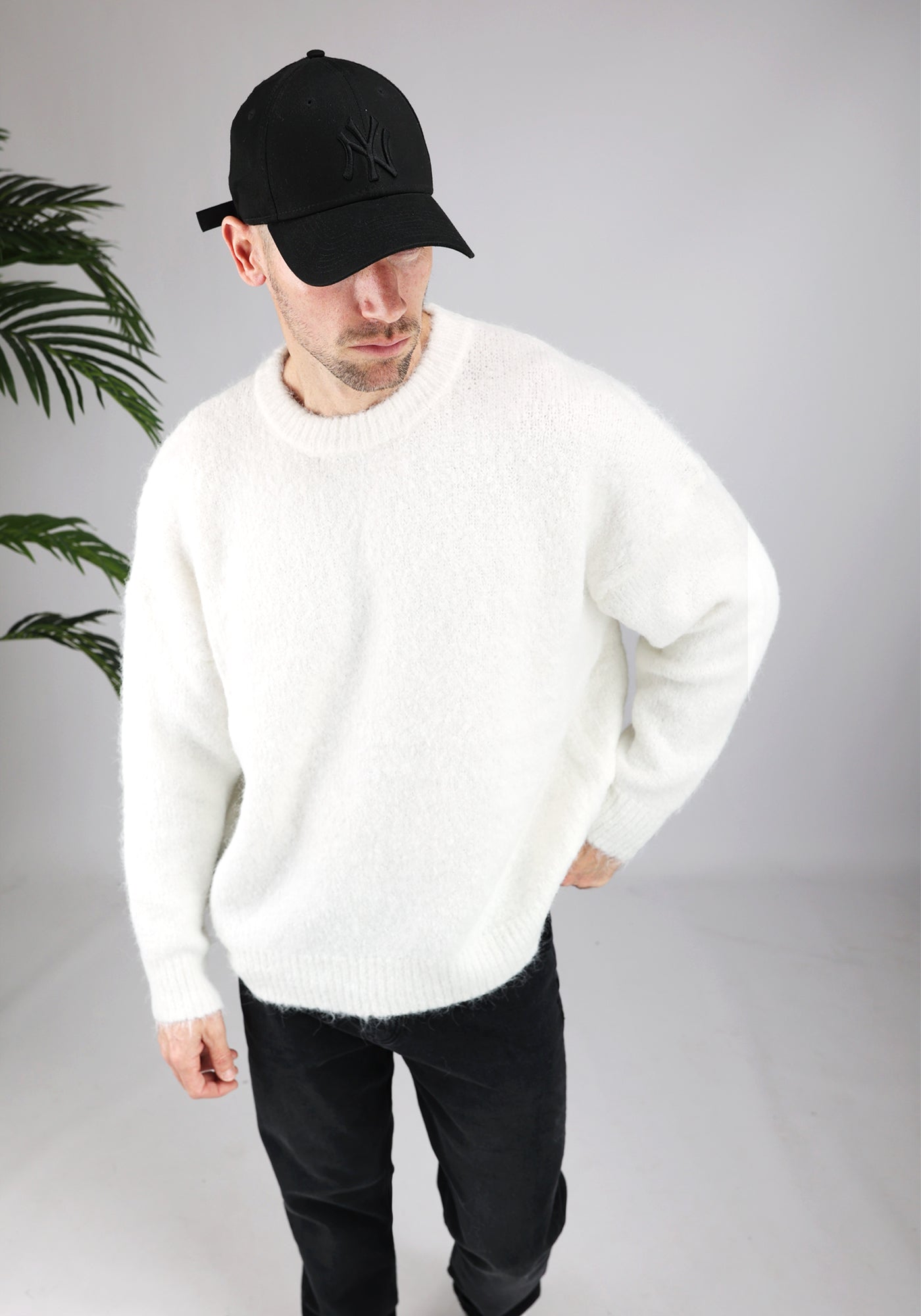 Cotton District OVERSIZED WOOL SWEATER  WHITE