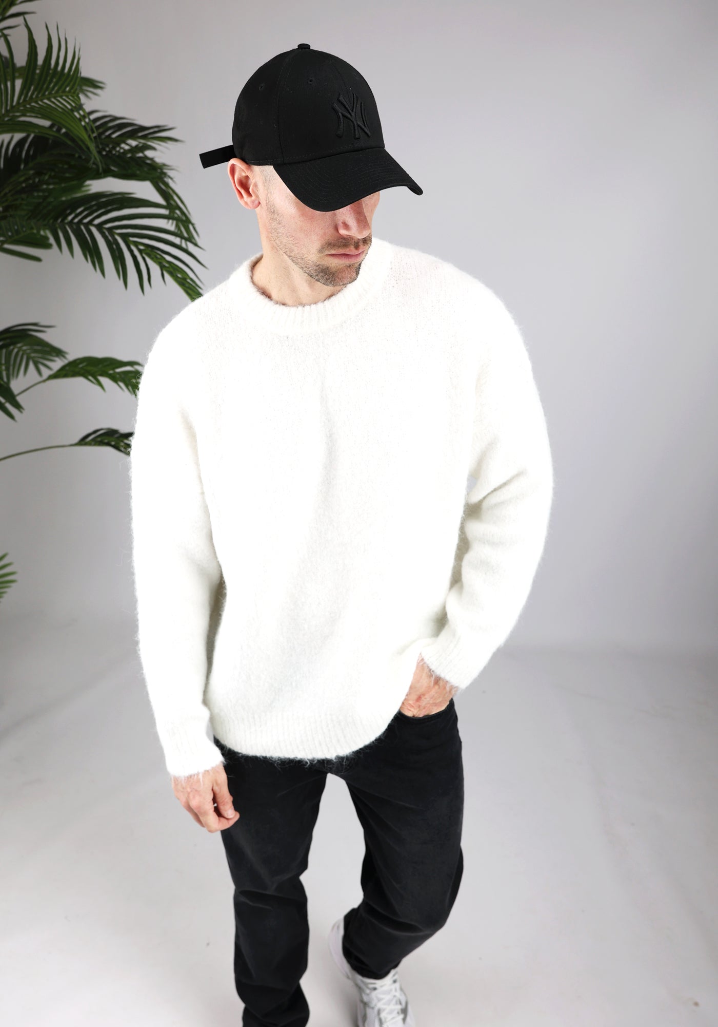 Cotton District OVERSIZED WOOL SWEATER  WHITE