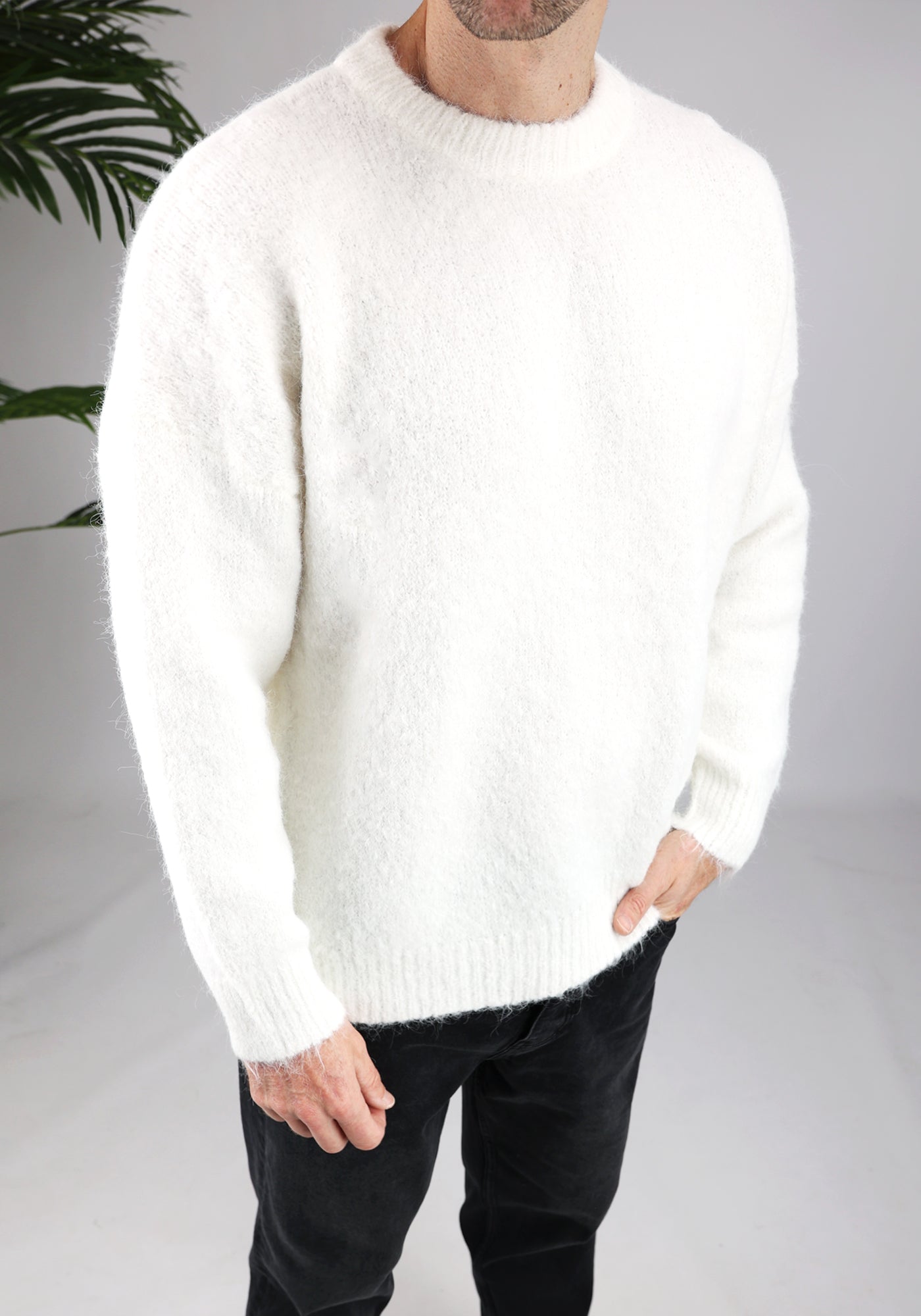 Cotton District OVERSIZED WOOL SWEATER  WHITE