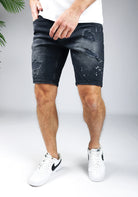 Cotton District PAINTER DENIM SHORTS  DARK GREY