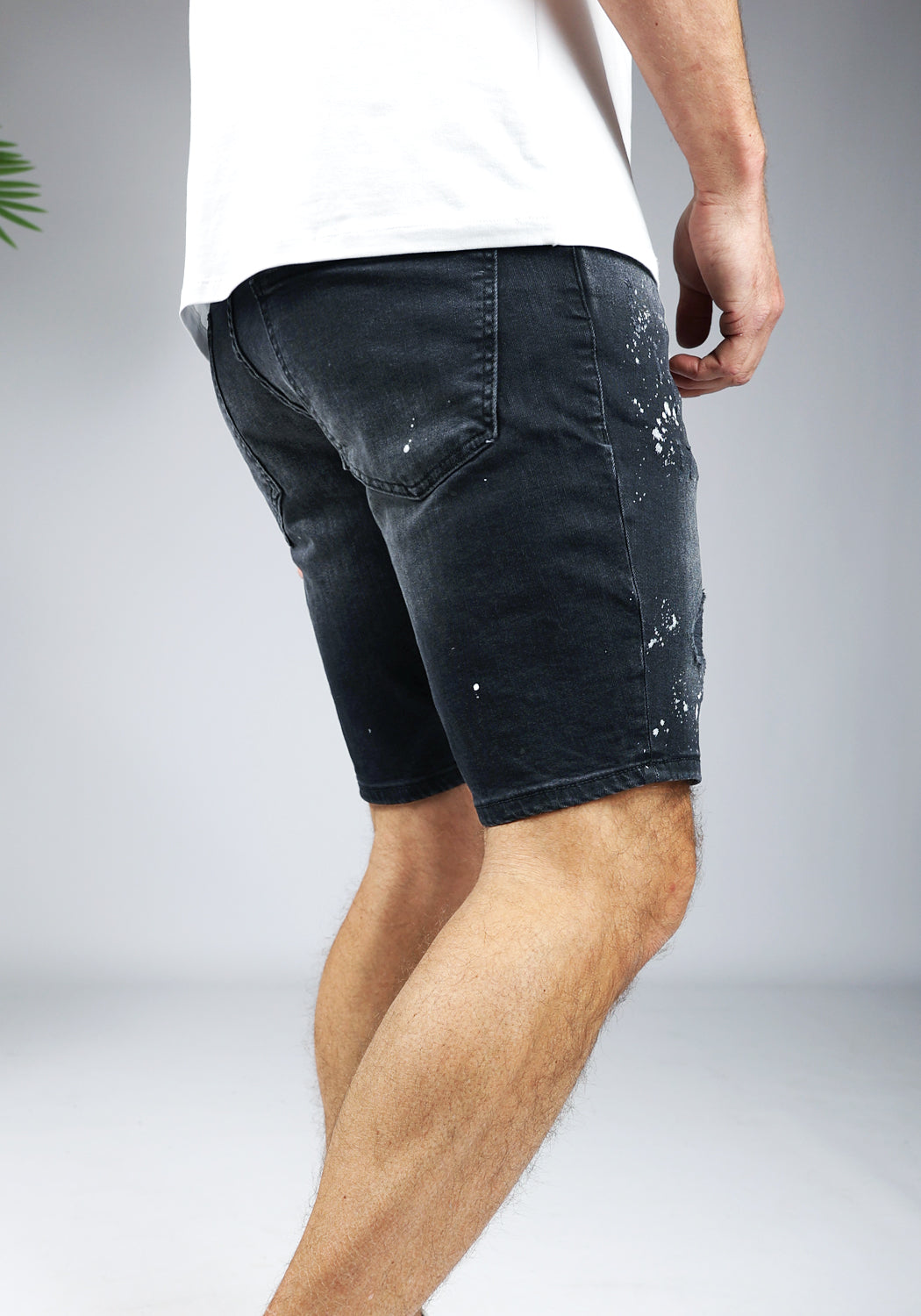 Cotton District PAINTER DENIM SHORTS  DARK GREY