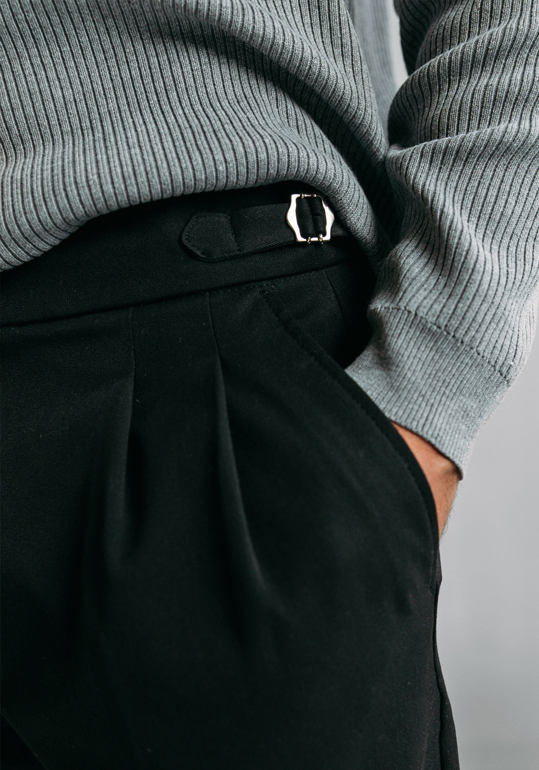 Cotton District PLEATED CHINO  BLACK