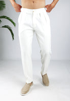 Cotton District PLEATED CHINO  OFF WHITE