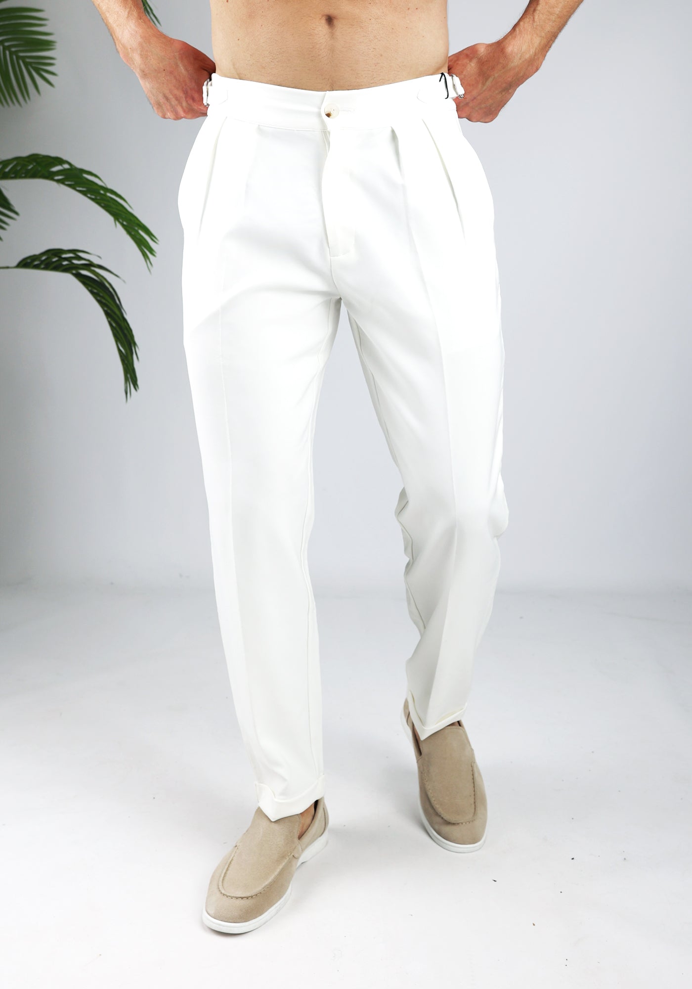 Cotton District PLEATED CHINO  OFF WHITE