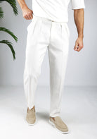 Cotton District PLEATED CHINO  OFF WHITE