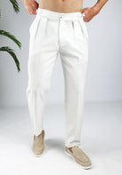 Cotton District PLEATED CHINO  OFF WHITE