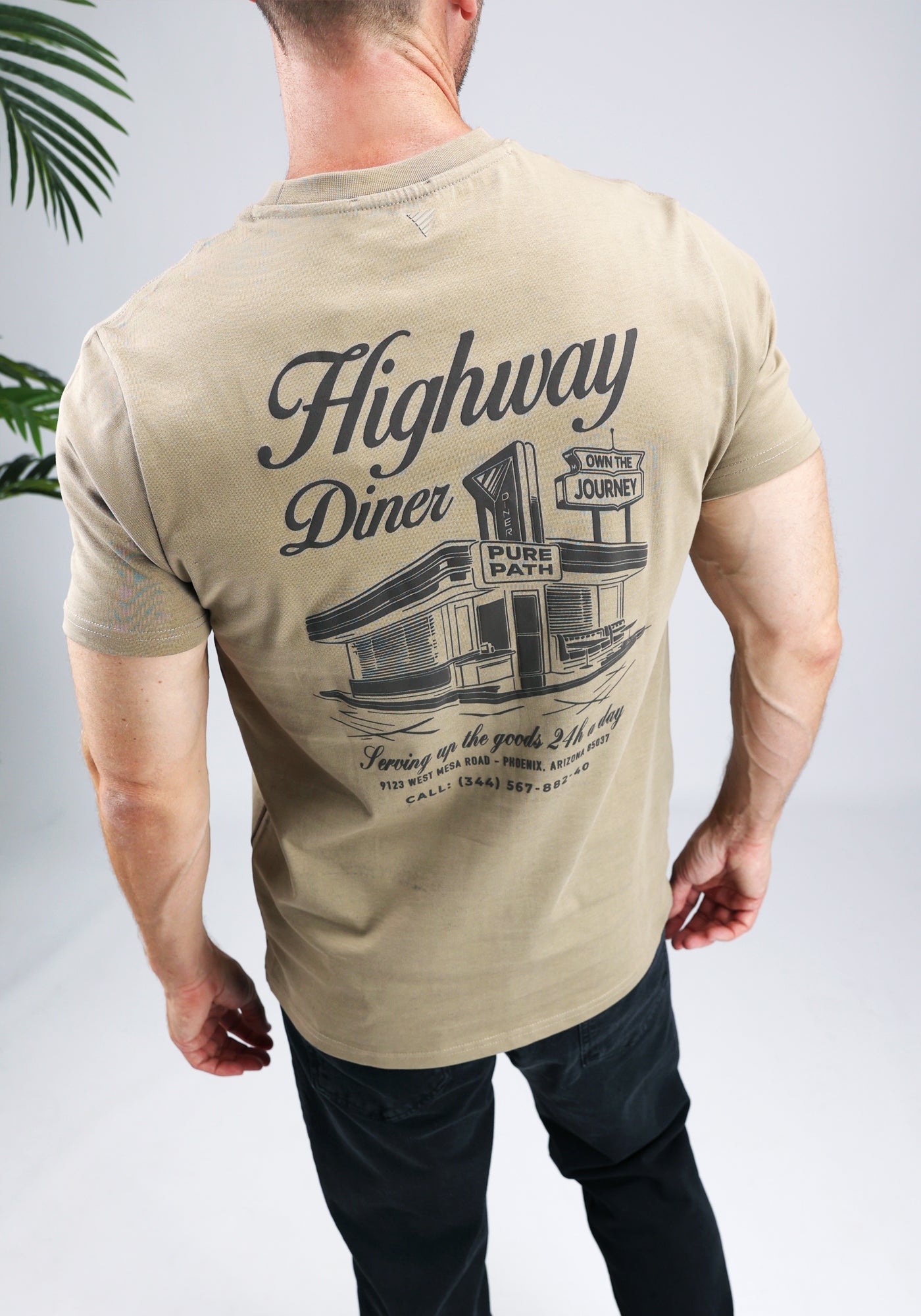 Cotton District PURE PATH - HIGHWAY DINER T-SHIRT T-Shirts TAUPE