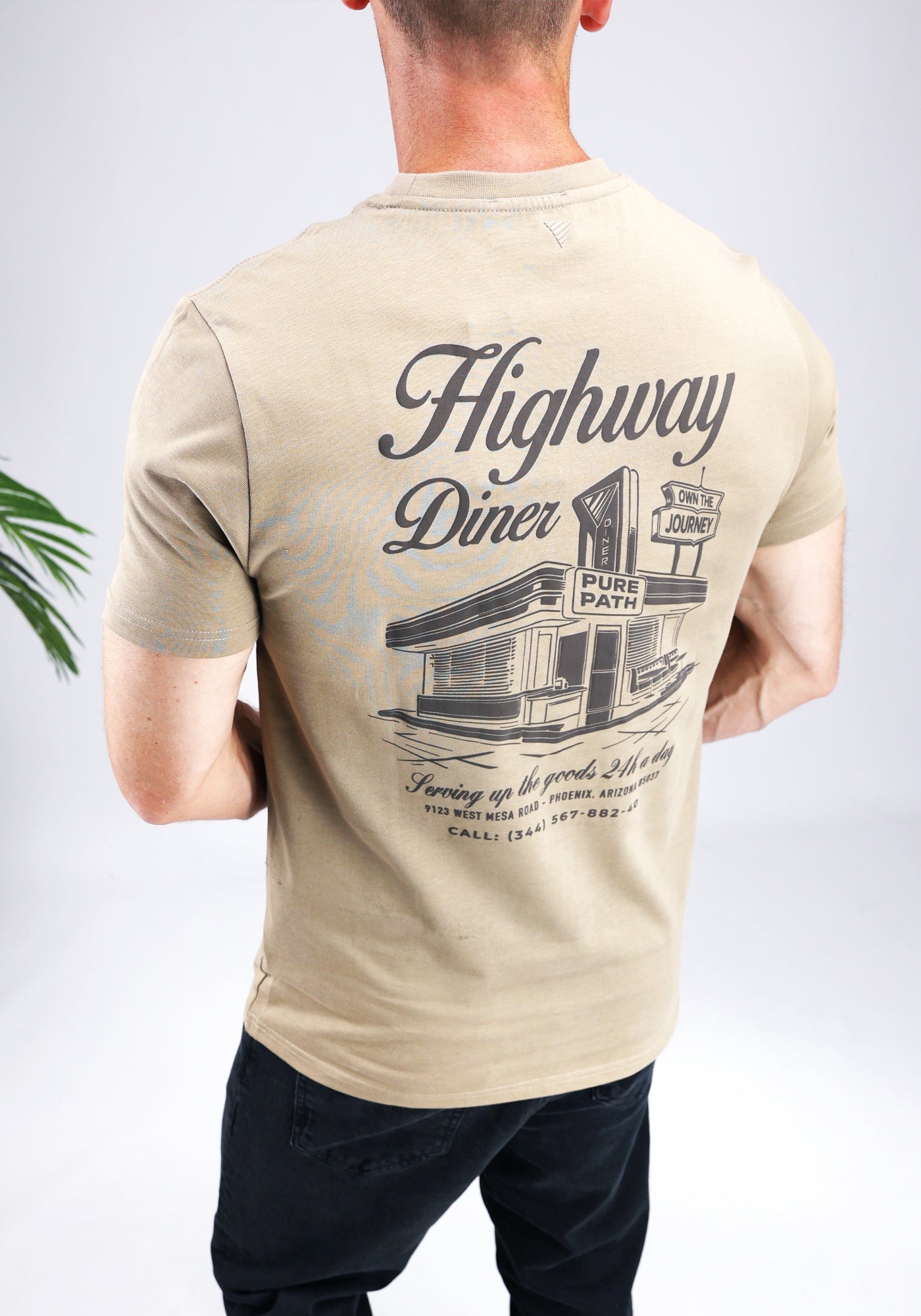 Cotton District PURE PATH - HIGHWAY DINER T-SHIRT T-Shirts TAUPE