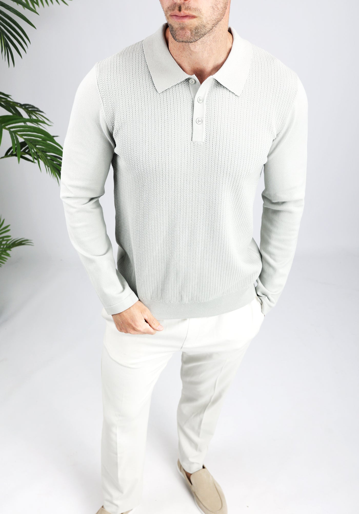 Cotton District PURE PATH BRAIDED STRUCTURE POLO  MINT