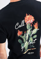 Cotton District PURE PATH FLAMING CACTUS T-SHIRT  BLACK