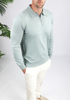 Cotton District PURE PATH HALF ZIP KNITWEAR POLO  ARMY GREEN