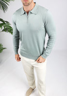 Cotton District PURE PATH HALF ZIP KNITWEAR POLO  ARMY GREEN
