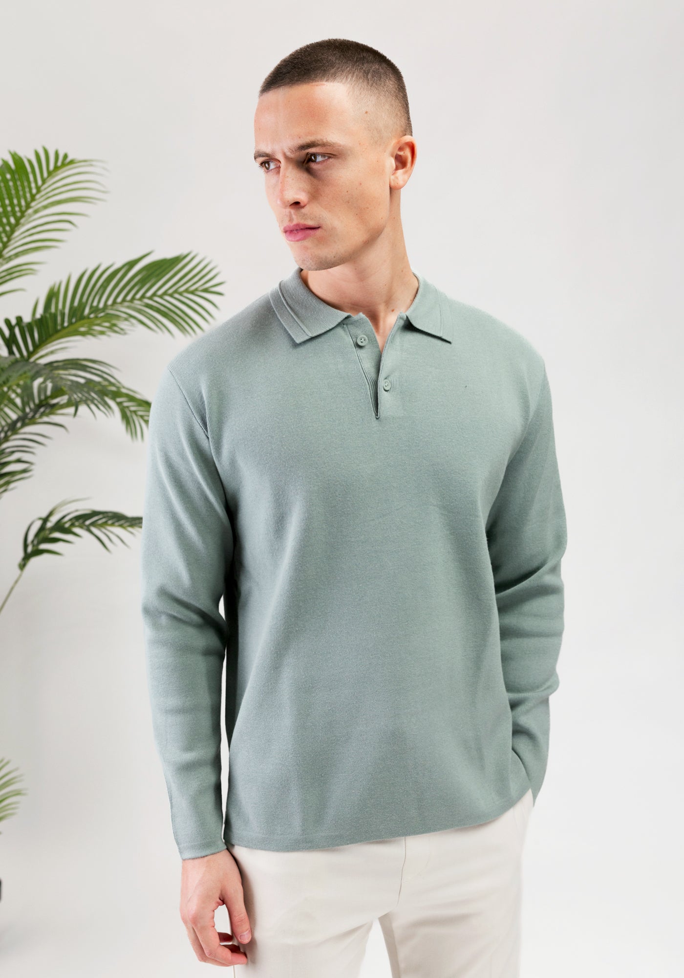 Cotton District PURE PATH HEAVY KNIT POLO Sweaters ARMY GREEN