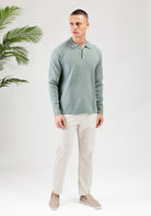 Cotton District PURE PATH HEAVY KNIT POLO Sweaters ARMY GREEN