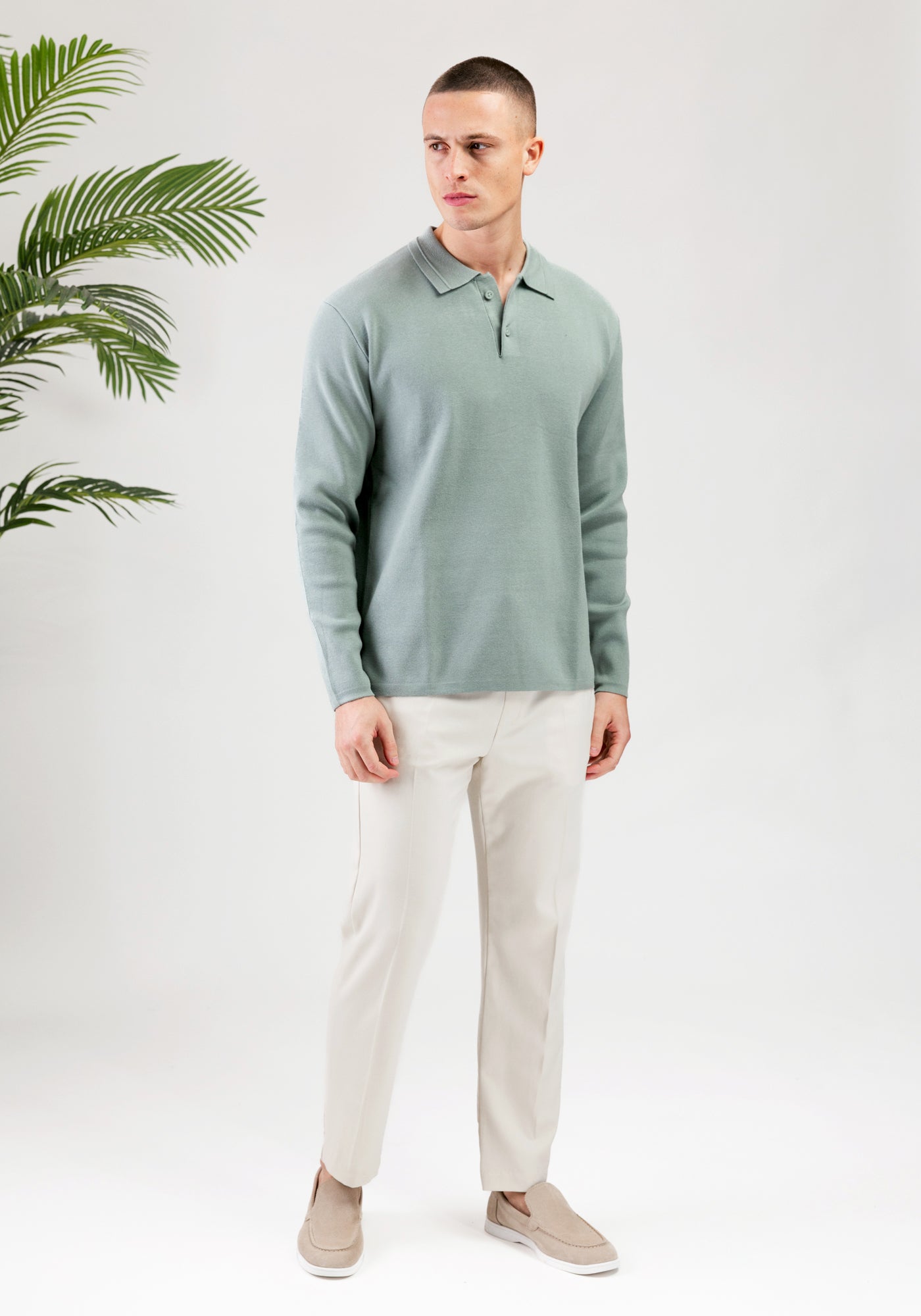 Cotton District PURE PATH HEAVY KNIT POLO Sweaters ARMY GREEN