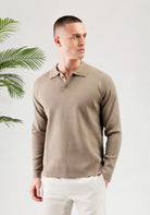 Cotton District PURE PATH HEAVY KNIT POLO Sweaters TAUPE