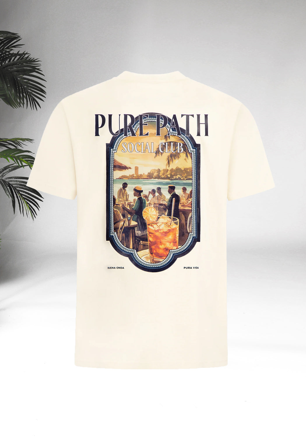 Cotton District PURE PATH SOCIAL CLUB T-SHIRT  ECRU