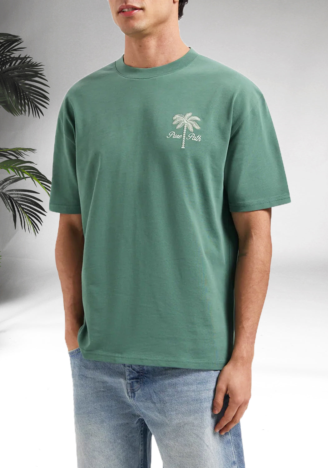 Cotton District PURE PATH STITCHED PARADISE T-SHIRT  FADED GREEN