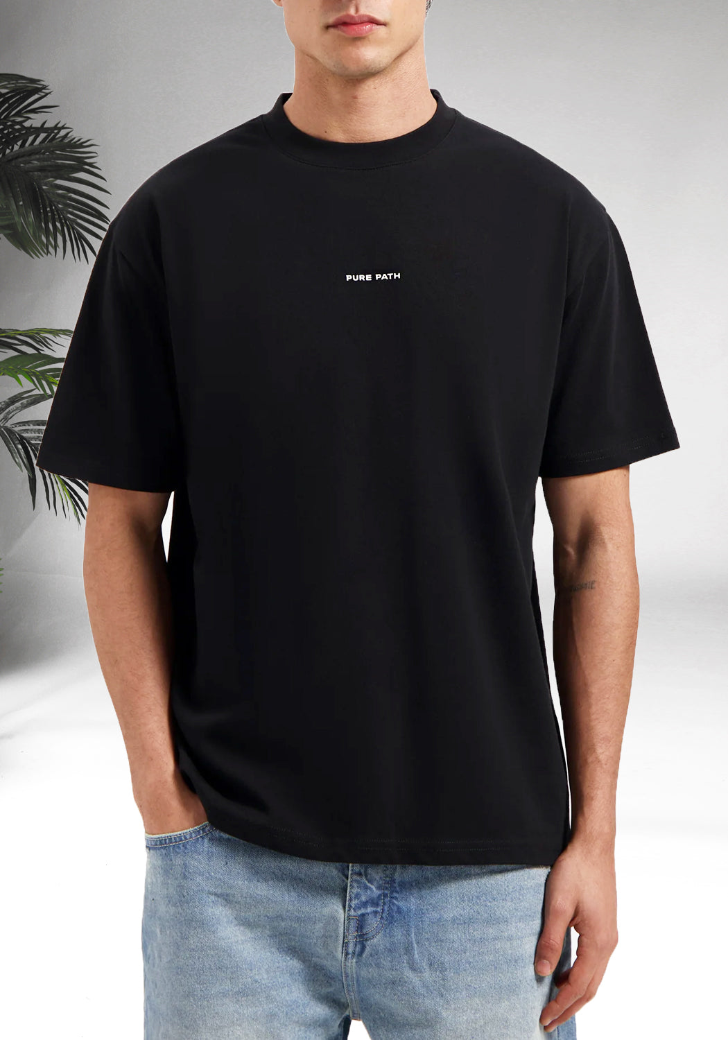 Cotton District PURE PATH – TROPICAL CREST T-SHIRT T-Shirts BLACK