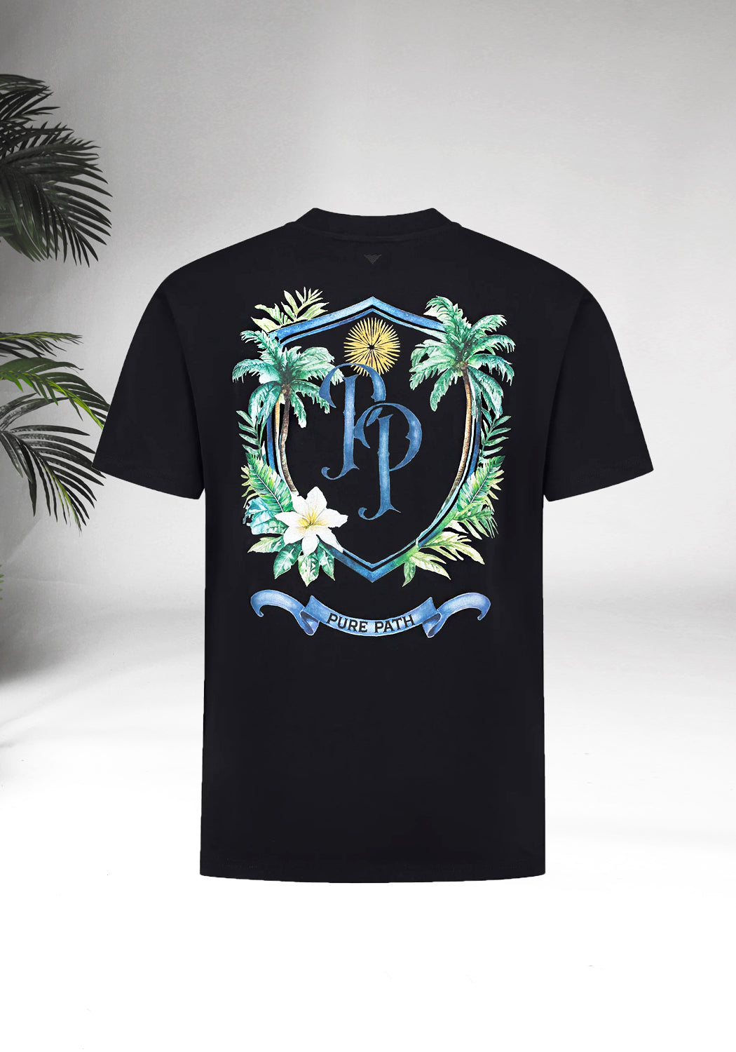 Cotton District PURE PATH – TROPICAL CREST T-SHIRT T-Shirts BLACK
