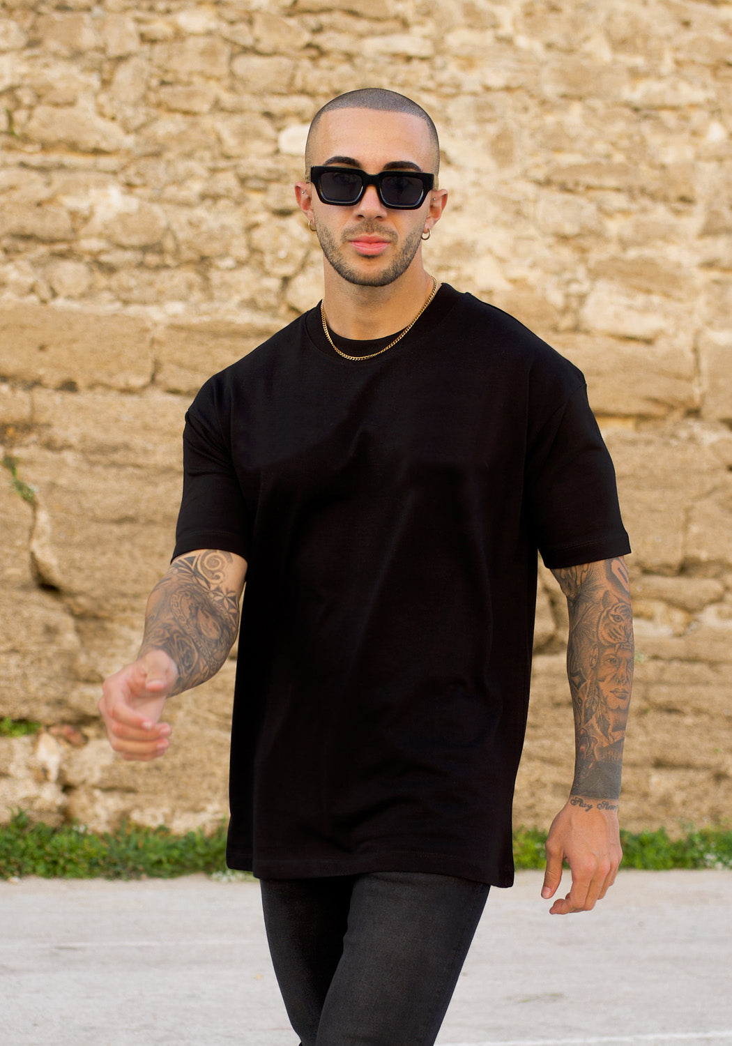 Cotton District RELAXED FIT T-SHIRT  BLACK