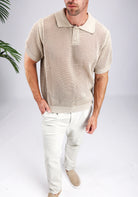 Cotton District RELAX KNIT POLO Polo's BEIGE