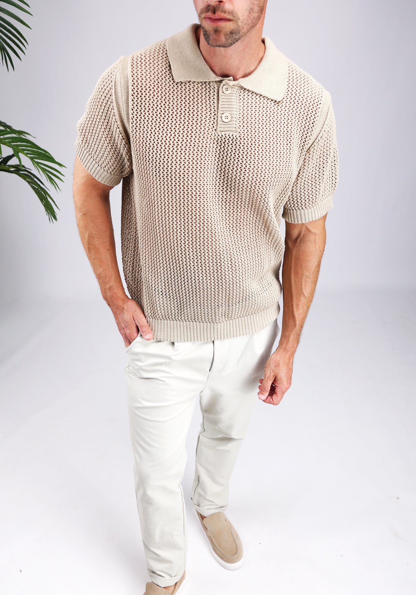 Cotton District RELAX KNIT POLO Polo's BEIGE