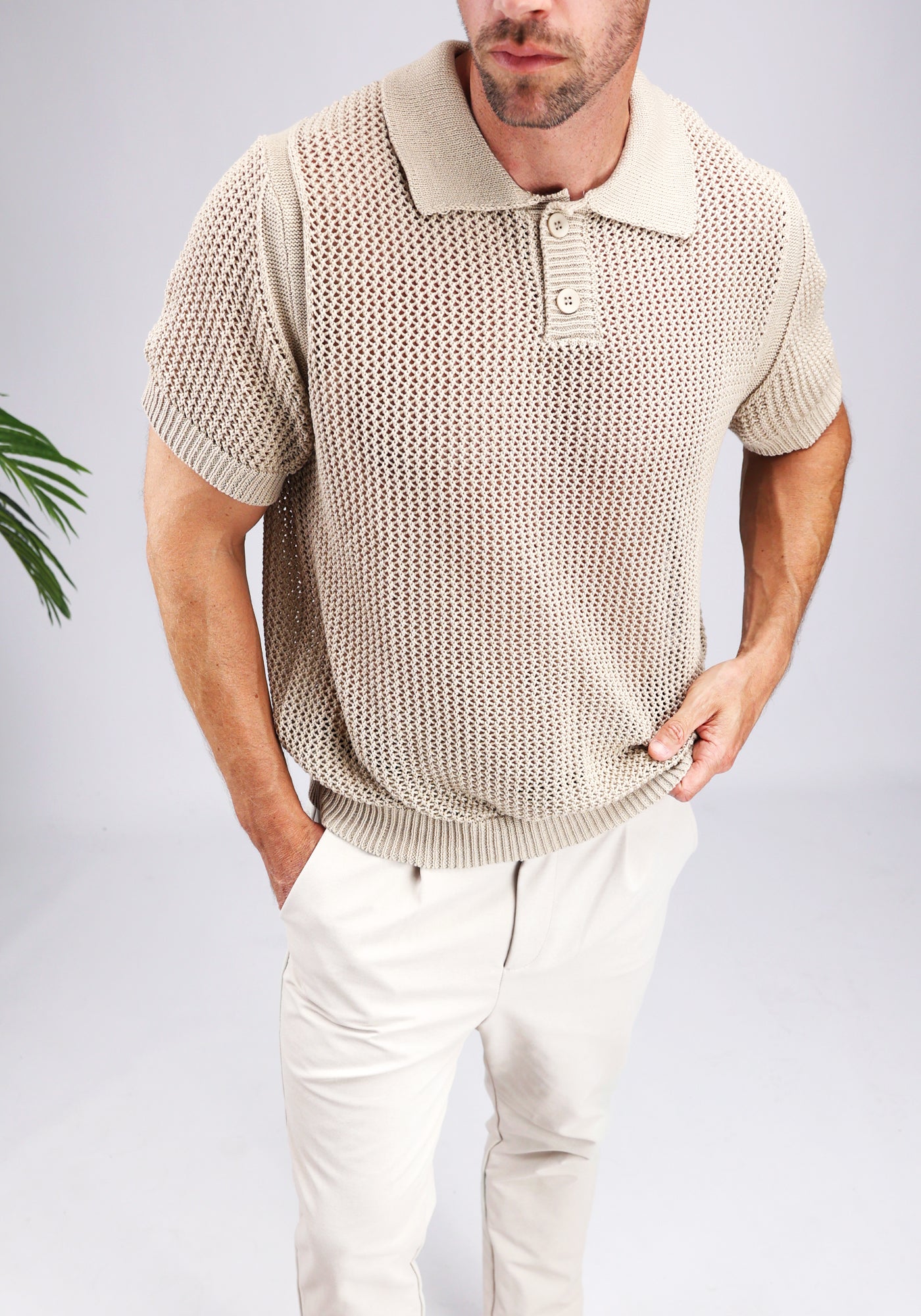 Cotton District RELAX KNIT POLO Polo's BEIGE