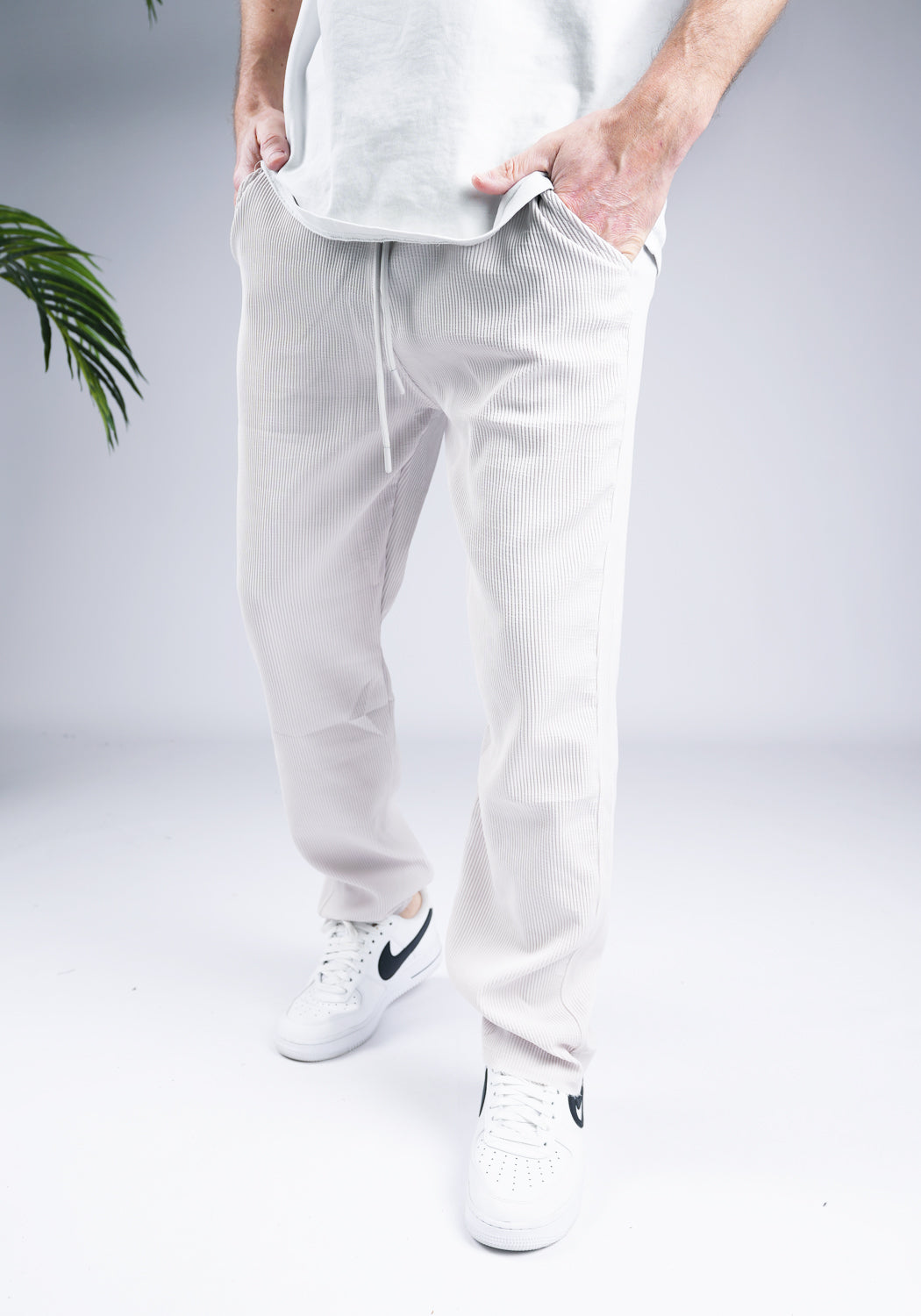Cotton District RIBBED JOGGER  GREY