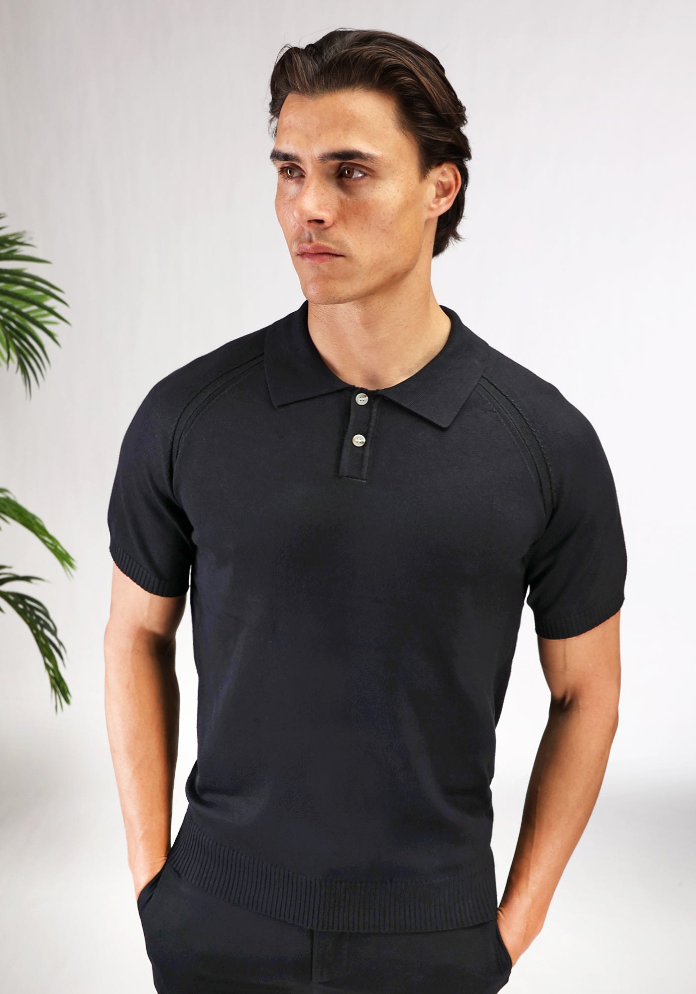 Cotton District SOFT BUTTON POLO  BLACK