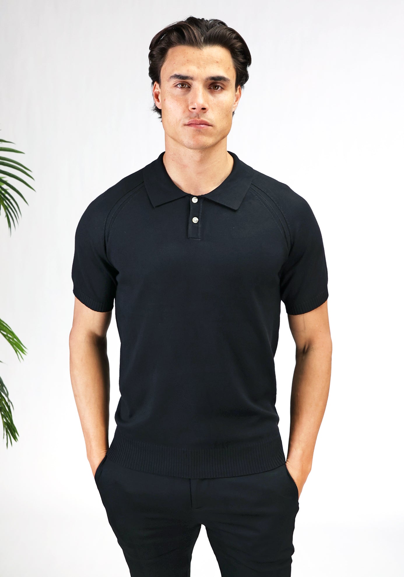 Cotton District SOFT BUTTON POLO  BLACK