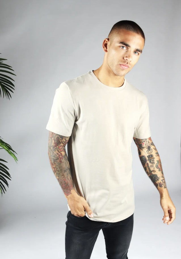 Cotton District STRAIGHT FIT STRETCH T-SHIRT  BEIGE