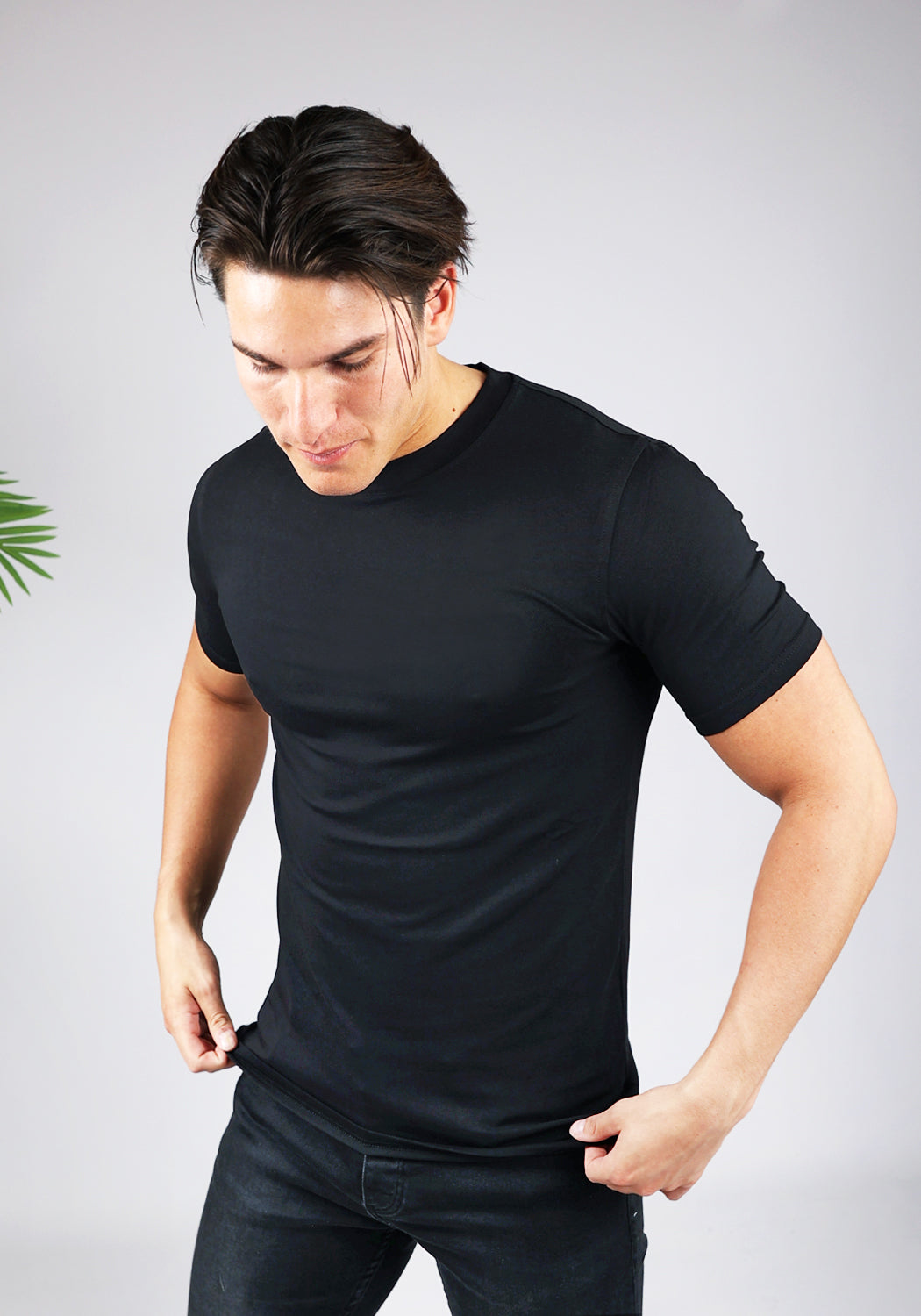 Cotton District STRAIGHT FIT STRETCH T-SHIRT  BLACK