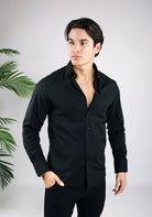 Cotton District STRETCH OVERHEMD T-Shirts BLACK