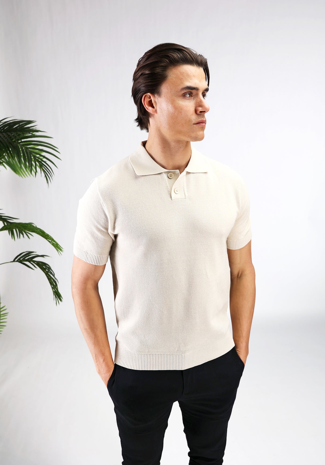 Cotton District STRUCTURED POLO T-Shirts BEIGE