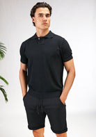 Cotton District STRUCTURED POLO T-Shirts BLACK