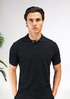 Cotton District STRUCTURED POLO T-Shirts BLACK