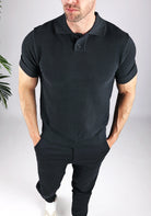 Cotton District STRUCTURED POLO T-Shirts BLACK
