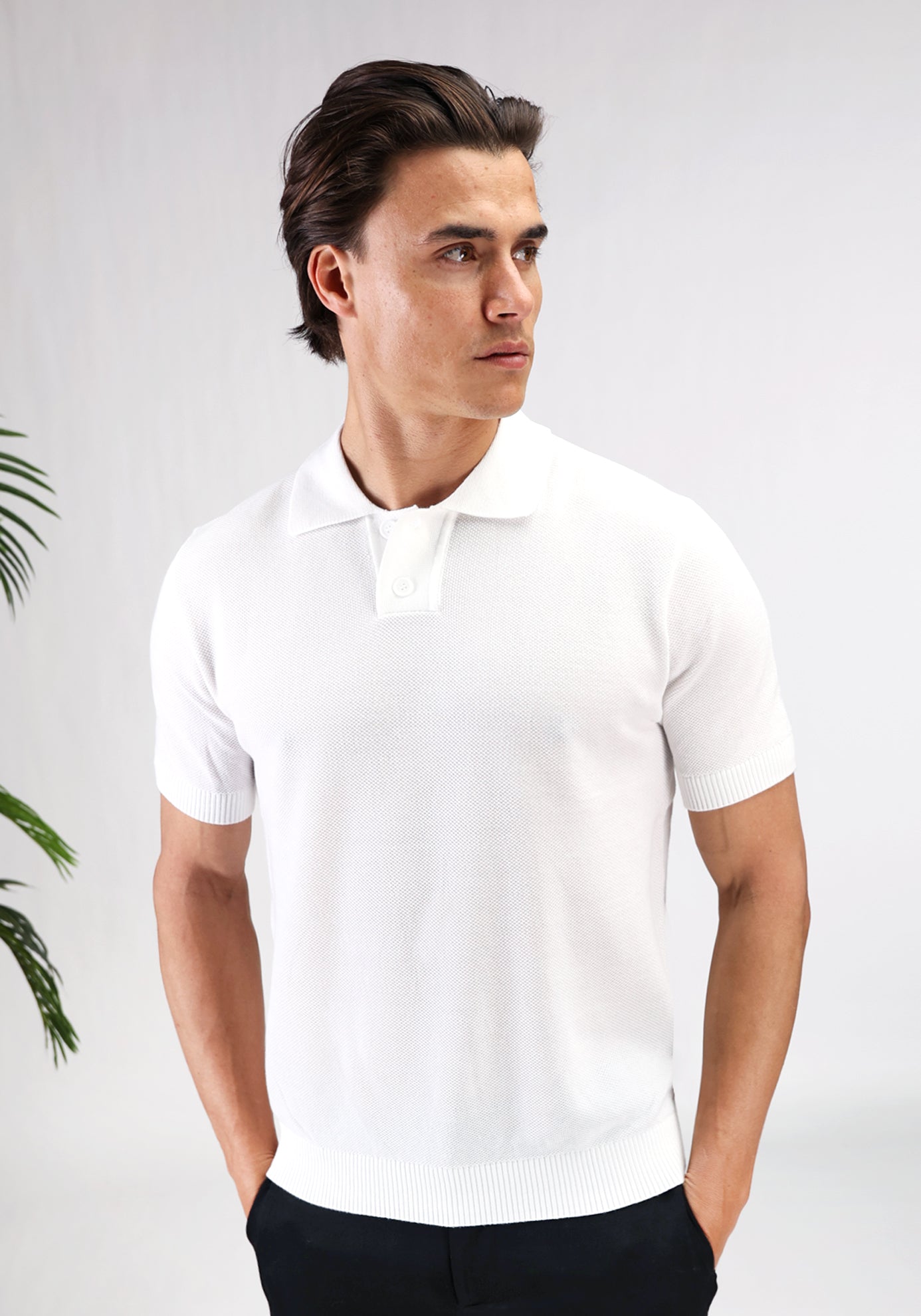 Cotton District STRUCTURED POLO T-Shirts WHITE