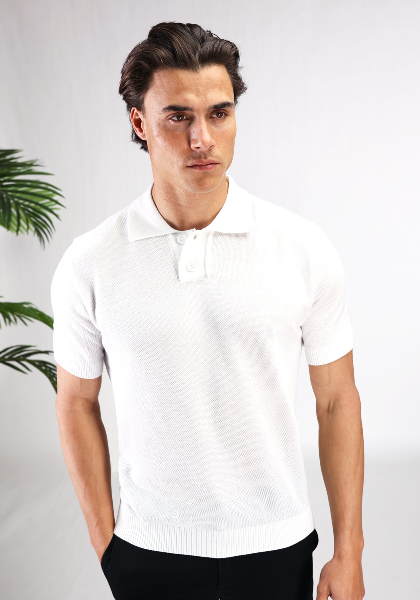 Cotton District STRUCTURED POLO T-Shirts WHITE