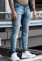 Cotton District TAPERED FIT JEANS  MID BLUE